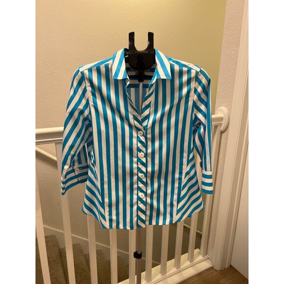 Foxcroft Tops - Foxcroft Women’s Heritage Non-Iron 100% Cotton 3/4 Sleeve Button Down Shirt  12P